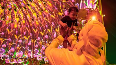 Light show at the Al Wasl Plaza. Victor Besa/The National.