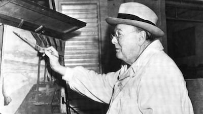 Churchill the painter, a hobby which relieved the stress of war and of his career. Gamma-Keystone via Getty