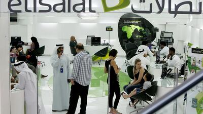 Etisalat said UAE revenue rose by 5.5 per cent because of strong data services and use of broadband solutions. Satish Kumar / The National