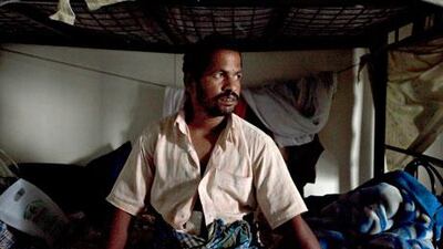 Muthu Kannan, pictured here in his living quarters on August 6, has applied to UAE authorities to let him, and the other fishermen injured in the US Navy shooting incident off the Dubai to travel home to India.