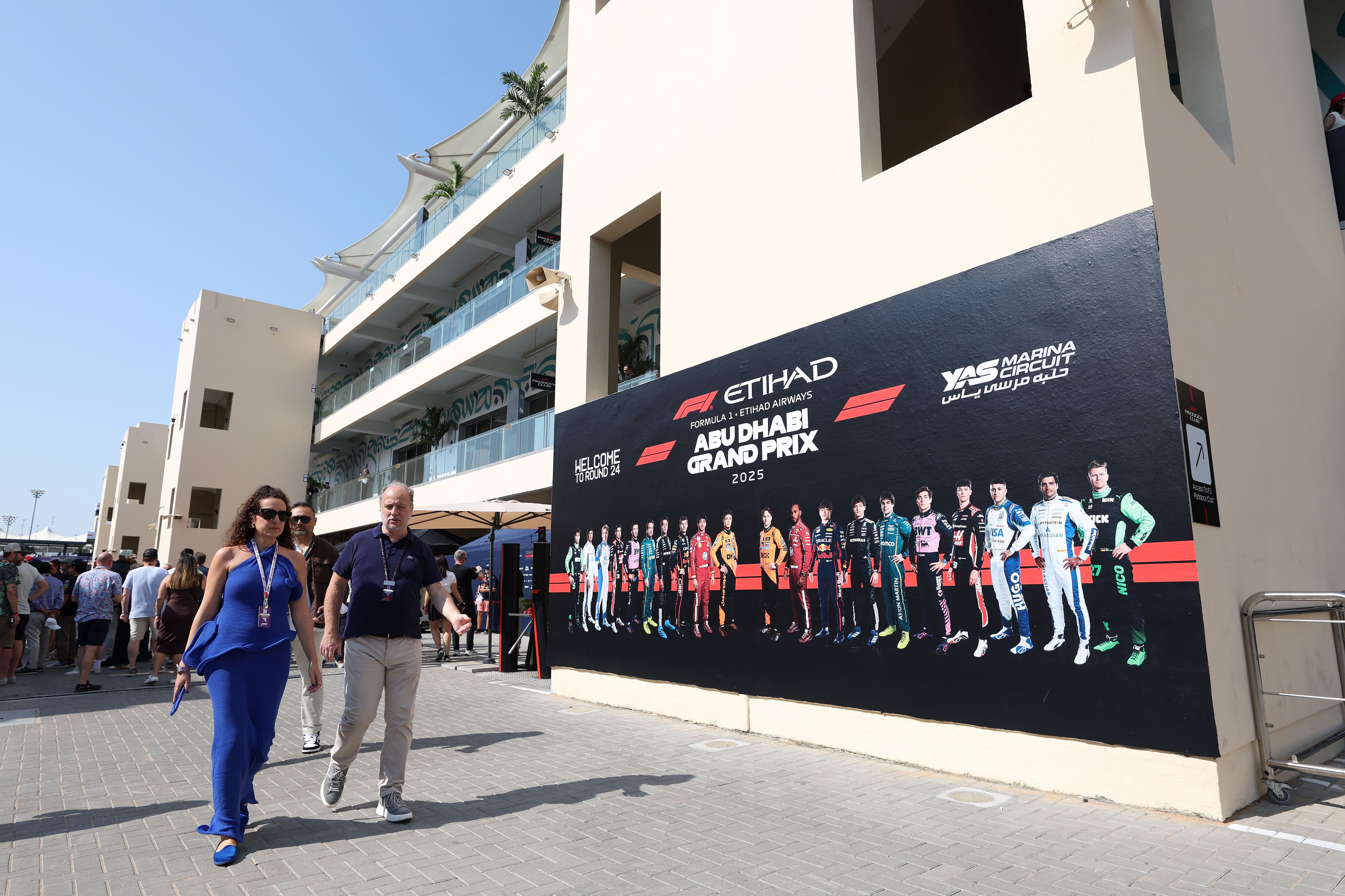Visitors arrive for race day at the Yas Marina Circuit