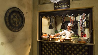 The Arabic Mezze live cooking station.