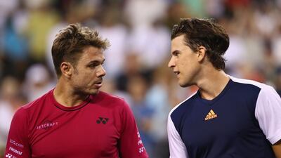 Stan Wawrinka, left, defeated Dominic Thiem in three sets to reach the Indian Wells semi-finals on Thursday night. Clive Brunskill / Getty Images