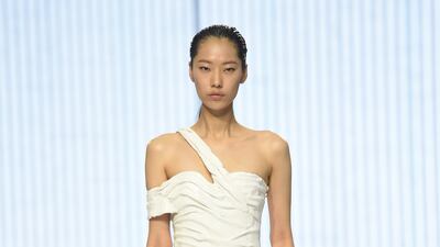 A model walks the runway during the Balmain Festival V02 womenswear show. Getty Images