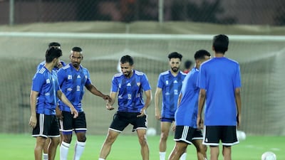 UAE players train for their World Cup qualifier against Malaysia at the Zabeel Stadium. Chris Whiteoak / The National.