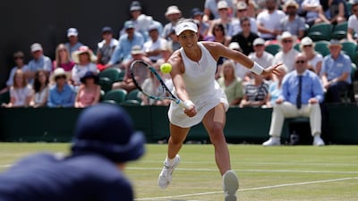 Spain’s Garbine Muguruza in action during her fourth-round match against Germany’s Angelique Kerber.