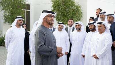 President Sheikh Mohammed meets the Etihad Rail team. Photo: Presidential Court