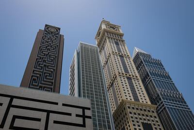 Al Rostamani Maze Tower, far left, features a vertical maze. Alamy