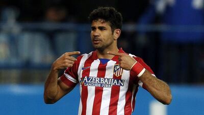 Atletico Madrid striker Diego Costa celebrates his goal on Wednesday. Sergio Perez / Reuters / March 26, 2014