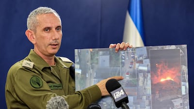 Israeli army spokesman Rear Admiral Daniel Hagari at the Israeli Ministry of Defence in Tel Aviv on Wednesday. AFP