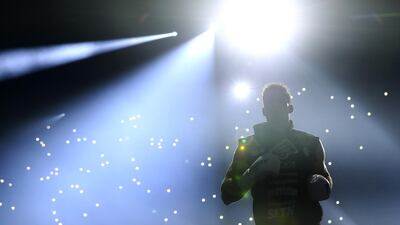 Dutch fighter Rico Verhoeven walks out ahead of his world heavyweight title kickboxing bout against Badr Hari of Morocco in Arnhem on Saturday, December 21. Getty