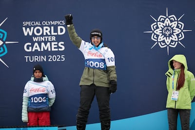 Mina Al Mazrouei secured a bronze medal at the Special Olympics World Winter games in Turin, Italy. Photo: Special Olympics UAE
