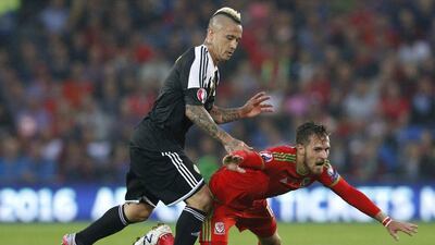 Radja Nainggolan in action for Belgium during their defeat to Wales in the Uefa Euro 2016 Qualifying Group B clash. Carl Recine / Reuters