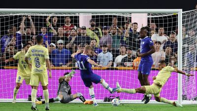 Timo Werner scores for Chelsea against Club America at Allegiant Stadium in Las Vegas, Nevada, on July 16. AFP