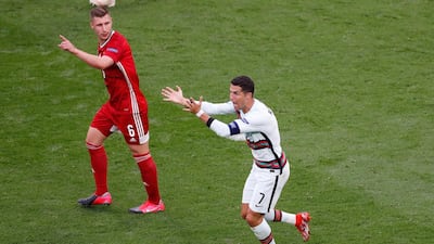 Portugal's Cristiano Ronaldo unsuccessfully appeals for a penalty. Reuters