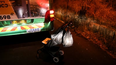 A pram in the street where the shooting happened. Reuters