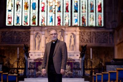 The Rev Dr Nadim Nassar inside the striking Arts and Crafts-style interior of Holy Trinity. 'I am often faced with an enormous amount of ignorance in the West about Christianity in the East, even from people in the Church,' he says. Photo: Mark Chilvers