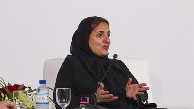 Sheikha Lubna Al Qasimi joined speaking on a panel with Marie Haga, Executive Director, Global Crop Diversity Trust and former Norwegian minister of petroleum and energy, and Sumayya Hassan-Athamani, the CEO of Kenya National Oil Corporation in Abu Dhabi on November 11, 2013. Mona Al Marzooqi / The National