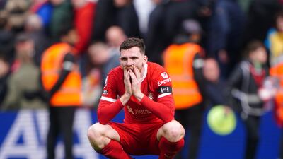 Liverpool's Andrew Robertson at the final whistle. PA