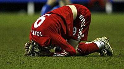 Fernando Torres, Liverpool's Spanish forward, shows his frustration during the third-round tie at Reading earlier this month.