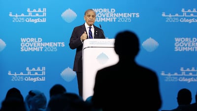 Pakistan's Prime Minister Shehbaz Sharif at the World Governments Summit in Dubai. Chris Whiteoak / The National