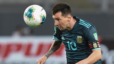 Argentina's Lionel Messi eyes the ball. AFP
