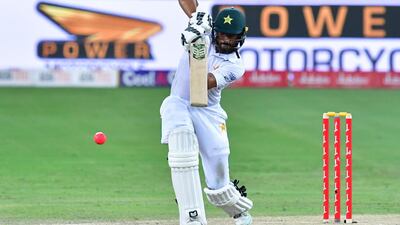 Shan Masood of Pakistan playing a shot during Day 2 of the second Test against Sri Lanka in Dubai on October 7, 2017. AFP