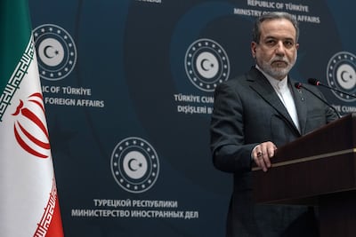 Iranian Foreign Minister Abbas Araghchi gives a statement at the Ritz Hotel as he meets Turkey's Foreign Minister Hakan Fidan, on January 30, 2026 in Istanbul, Turkey. Getty Images