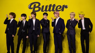 From left, V, Suga, Jin, Jungkook, RM, Jimin and J-Hope, aka BTS. EPA