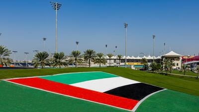 The UAE flag on one of the track's grassed viewing areas
