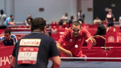 Table tennis match between Tunisia and Portu Rico.