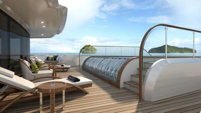 The five-metre swimming pool on the deck of 'Majesty 175'. Courtesy Gulf Craft