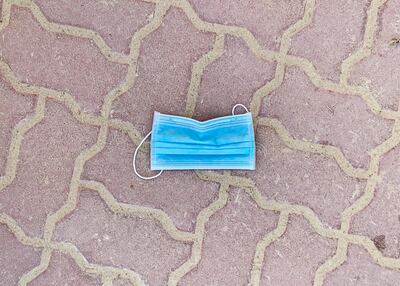 A discarded mask in Al Barsha 3 residential area in Dubai. Reem Mohammed / The National