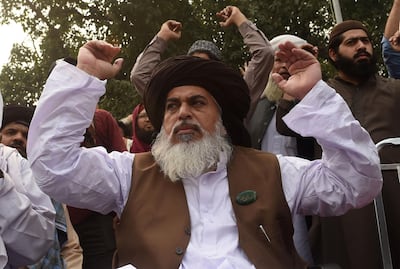 Khadim Hussain Rizvi, head of the Tehreek-e-Labaik Pakistan (TLP), a hardline religious political party. AFP