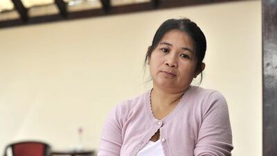 Dubai resident Judith Alberca, 44, from Barugo, Leyte, Philippines, is concerned about her two brothers, three newphews and two nieces in the aftermath of Typhoon Haiyan. Charles Crowell for The National