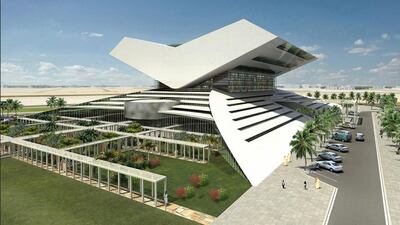 An illustration of the Mohammed bin Rashid Library. The library will overlook the Dubai Creek and be seven storeys tall. Wam