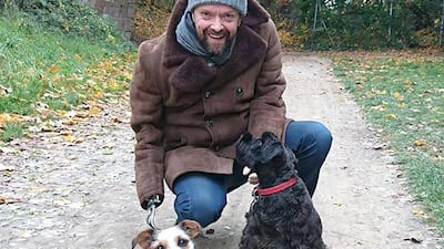 Felix Gretarsson with his dogs prior to the operation, which he moved to France to have. Courtesy Felix Gretarsson