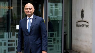 LONDON, ENGLAND - APRIL 30: Home Secretary Sajid Javid walks out of the Home Office for a brief photo opportunity on April 30, 2018 in London, England. Sajid Javid has been appointed Home Secretary following Amber Rudd's resignation last night amid questions over the handling of immigration and the Windrush generation. (Photo by Chris J Ratcliffe/Getty Images)