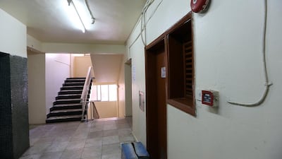 Fire alarms at a residential building on Airport Road, Abu Dhabi, that have reportedly not worked for years. Satish Kumar / The National