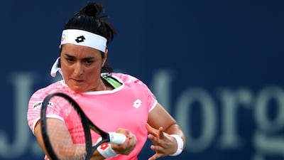 Tunisia's Ons Jabeur on her way to a straight-sets win over Katerina Siniakova of the Czech Republic at the Dubai Duty Free Tennis Championships on Sunday, March 7. Getty
