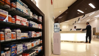 Pharmacy area at the Cleveland Clinic on Al Maryah Island in Abu Dhabi. Pawan Singh / The National