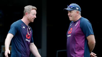 Paul Collingwood, left, takes over as interim England cricket coach for the Test tour to the West Indies following the departure of Chris Silverwood, right. AP