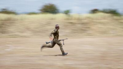 A member of the Philippine Army takes part in the Philippine Army Marksmanship Assessment and Evaluationat in Capas, Tarlac. EPA