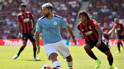 Manchester City's Sergio Aguero controls the ball. AFP