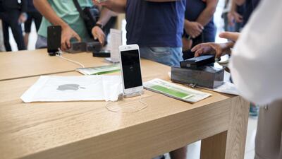 The iPhone 8 on show at the Dubai Mall. Anna Nielsen For The National