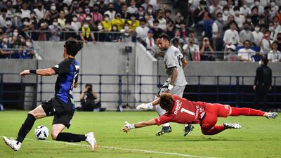 PSG's Brazilian forward Neymar scores his second goal. AFP
