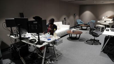 A view of the "deep-listening room" at the studio, which aims to draw musicians from around the world. Pawan Singh / The National