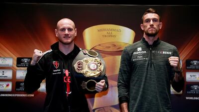 George Groves, left, with opponent Callum Smith, is confident of being the first winner of the Muhammad Ali Trophy on Friday in Jeddah. Action Images via Reuters