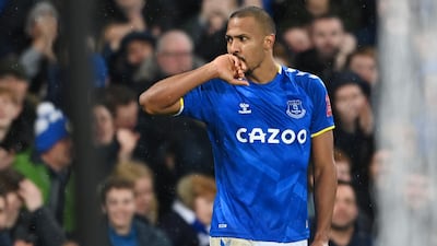 Salomon Rondon of Everton celebrates after scoring. Getty