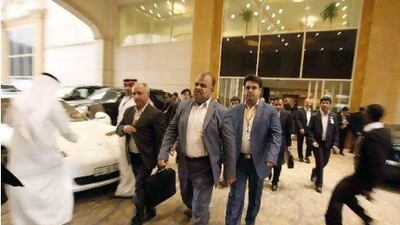 Rostam Ghasemi, the oil minister of Iran, centre, accused the West of using oil as a weapon through the imposition of sanctions. Yasser Al-Zayyat / AFP